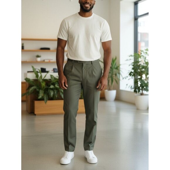 Hugo Boss Mens Olive Green Dress Pants Size 38R - Picture 1 of 11